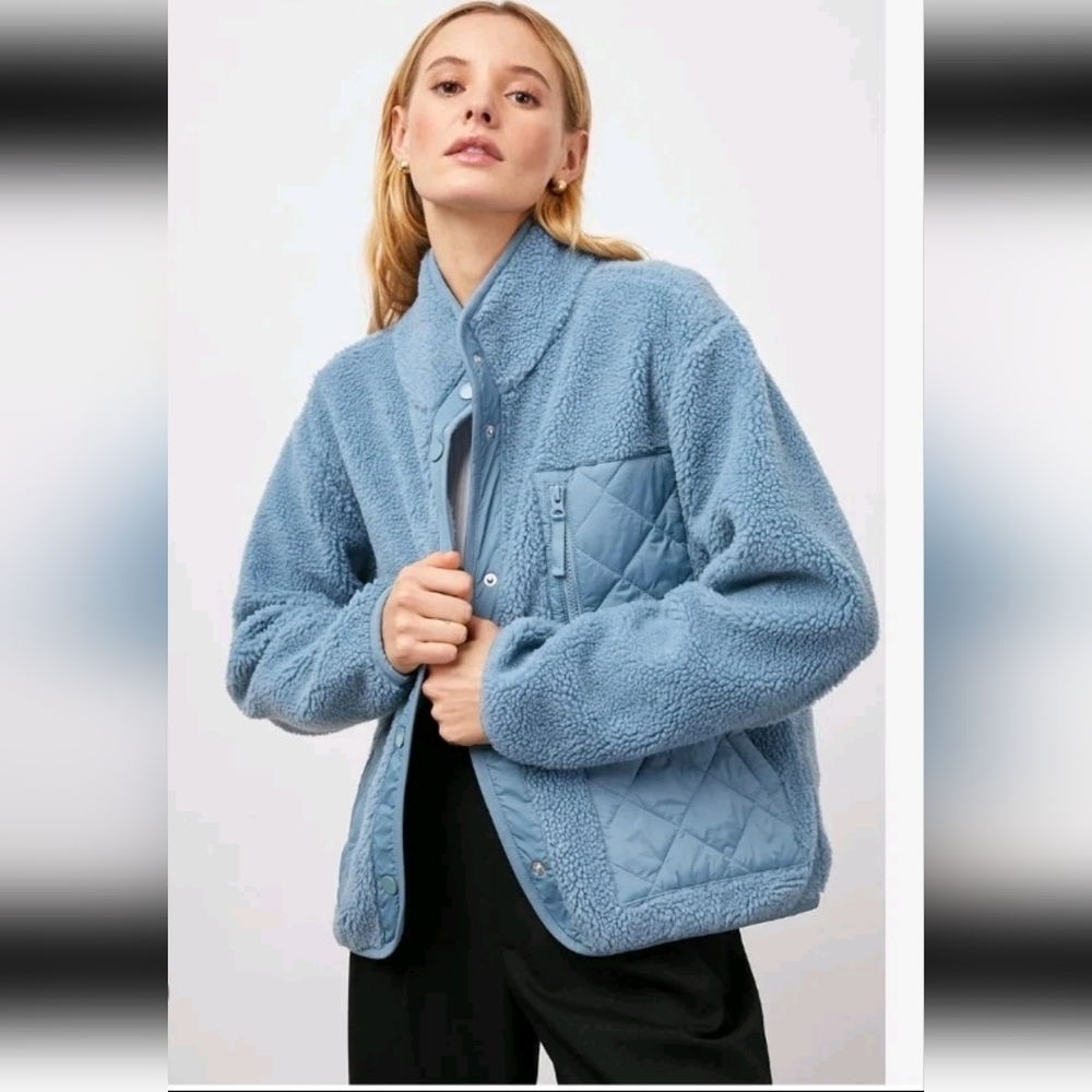 Rails Womens Lorena Steel Blue Sherpa Cozy Winter Outerwear Jacket S - Picture 2 of 16